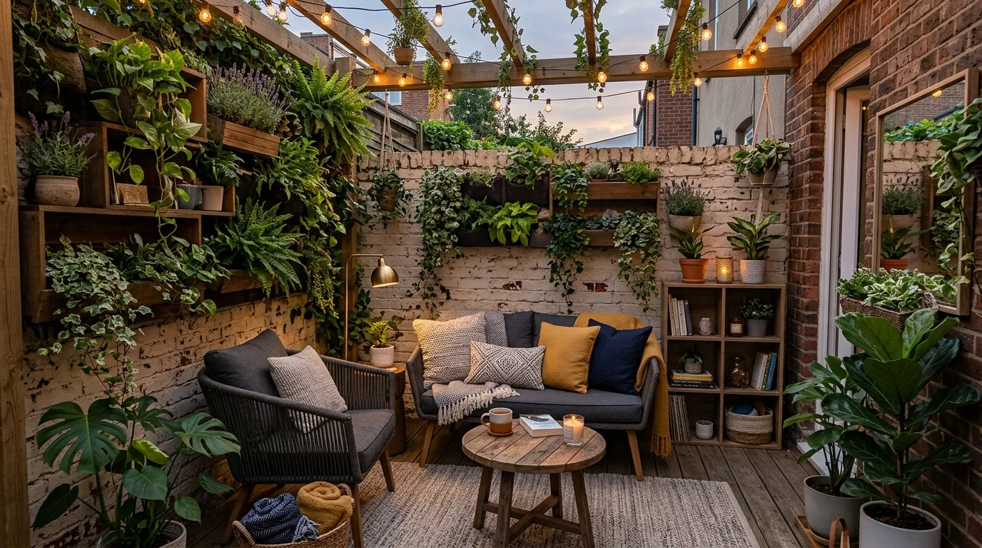 Use textiles to bring comfort and color into the layout inspiration for a backyard patio.